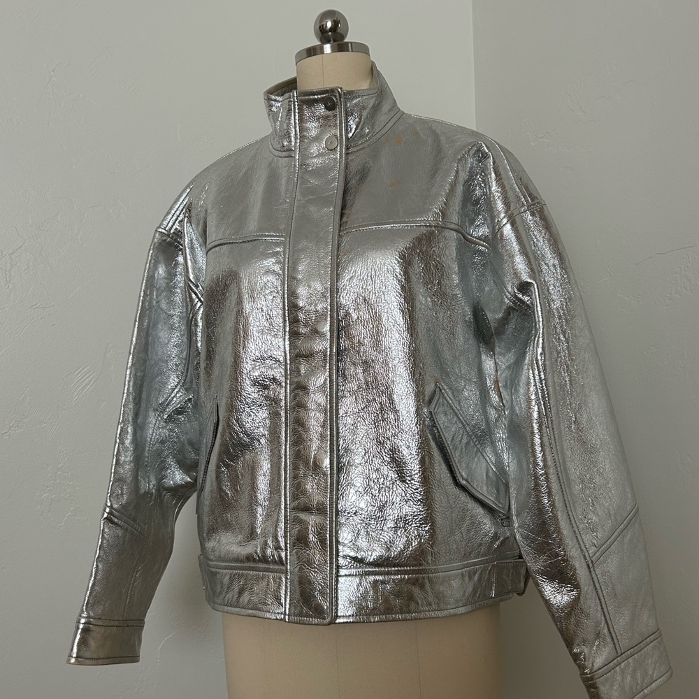Scotch & Soda Metallic Leather Jacket, Size M, Amsterdam